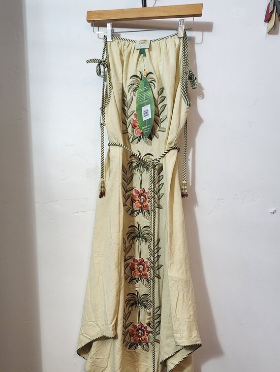 FARM Rio Dresses & Skirts - FARM Rio Cream Maxi Dress with Tropical Floral Panel and Rope Ties